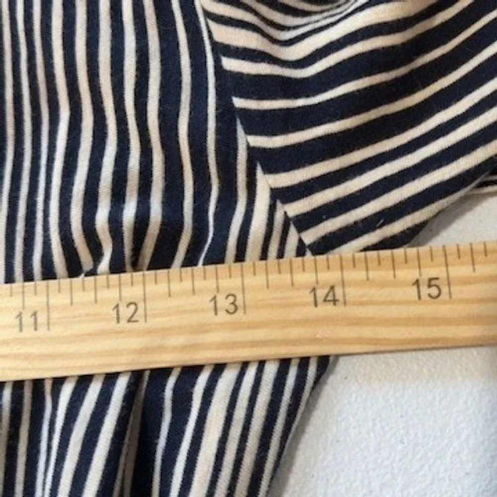 Free People Wrap Top Womens S Navy Blue Stripe Puff Sleeve Ruffle Cotton